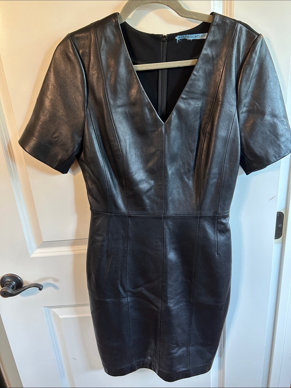 ANTONIO MELANI Black Leather Mini Dress
